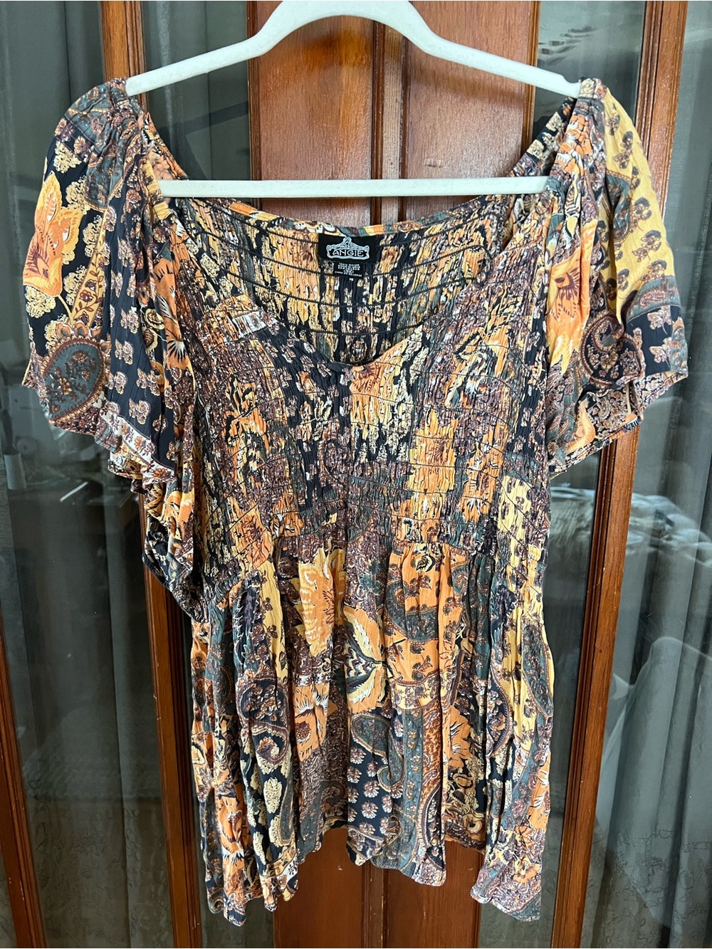 Boho Angie Floral Smocked Peasant Top